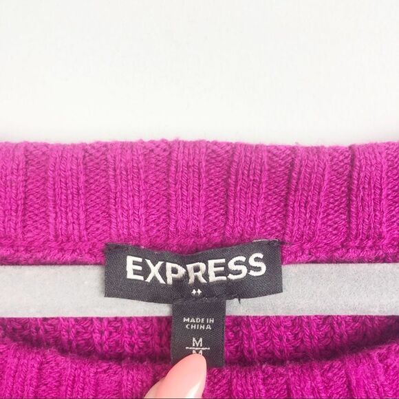 EXPRESS | Magenta Pink Crewneck Tunic Length Sweater Women’s Size Medium - Picture 6 of 9